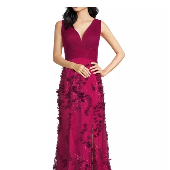 NEW Dress Aidan Mattox Flower Applique Mermaid Gown - Picture 1 of 4